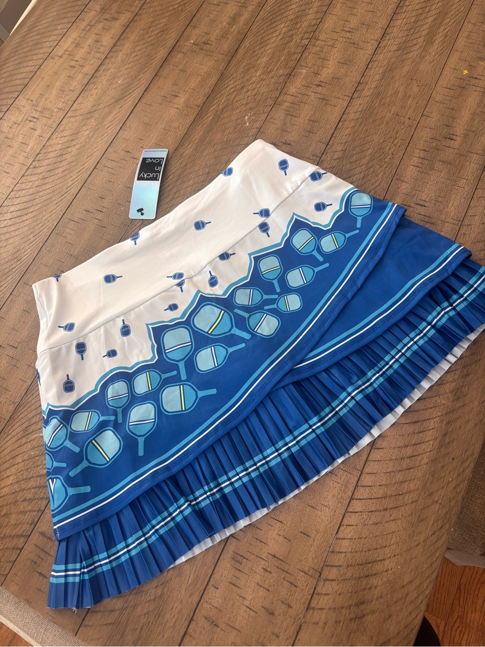 NWT Lucky in Love Pleated Tennis Skirt with Racket Graphic